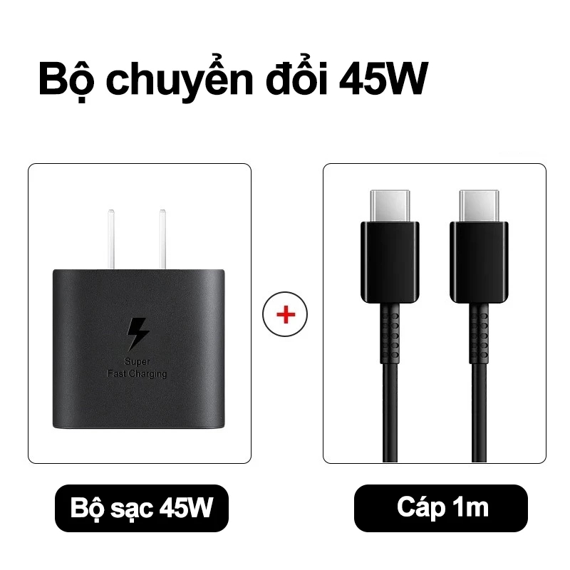 Bộ sạc nhanh 45W dành cho Samsung kèm cáp, sạc nhanh Type-C, tương thích mọi điện thoại | BigBuy360 - bigbuy360.vn