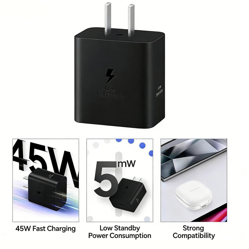 Bộ sạc nhanh 45W dành cho Samsung kèm cáp, sạc nhanh Type-C, tương thích mọi điện thoại | BigBuy360 - bigbuy360.vn