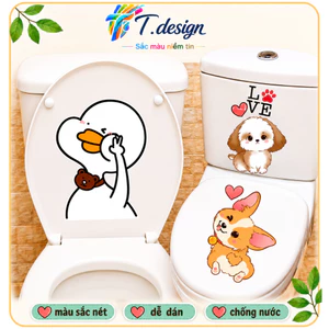 Miếng Dán Bồn Cầu Dễ Thương, Chống Nước, Cao Cấp - Miễn Phí Vận Chuyển! Trang Trí Bồn Cầu Sáng Tạo, Cắt Sẵn, PVC.