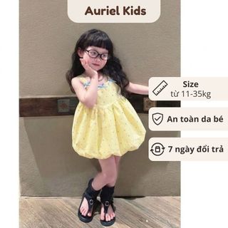 Váy Cho Bé Gái, Váy Bí Cho Bé Gái Họa Tiết Chấm Bi Phối Nơ Nổi Bật Chất Liệu Thoáng Mát