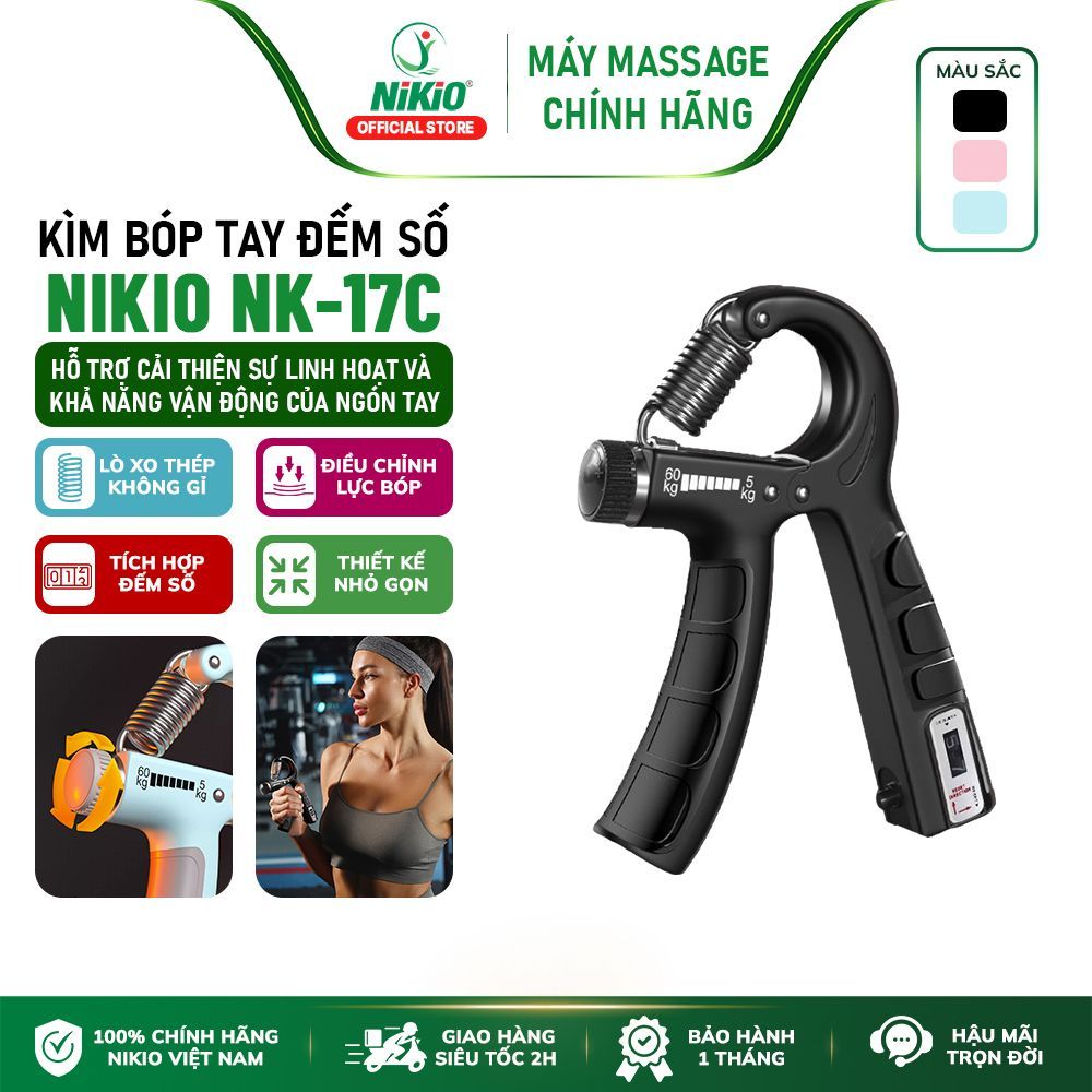 Dụng cụ tập tay, tập bóp tay chữ A có đếm số Nikio NK-17C - Điều chỉnh lực từ 5Kg đến 60Kg