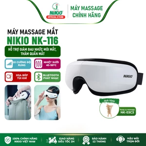 Máy massage mắt Nikio NK-116 - Chườm nóng mắt thư giãn, xoa bóp túi khí, bluetooth phát nhạc