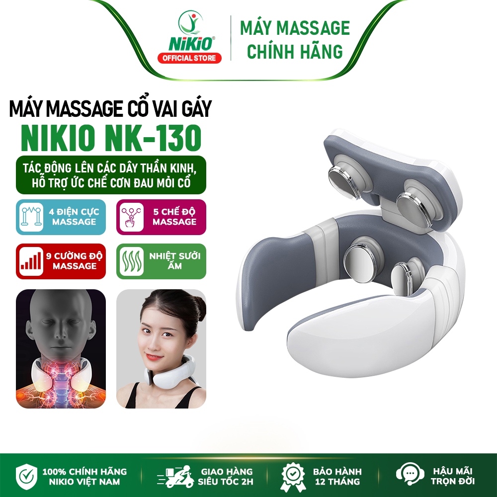 Máy massage cổ xung điện 4D Nikio NK-130 - 5 chế độ, 9 cường độ xung điện giảm đau nhức cổ, gáy