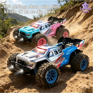 ✨Xe Địa Hình Điều Khiển Từ Xa Phun Sương Mô Phỏng Nitro, Đèn LED Chuyển Màu, Kích Thước 31cm, Sạc USB, Xe Đua Siêu Thực