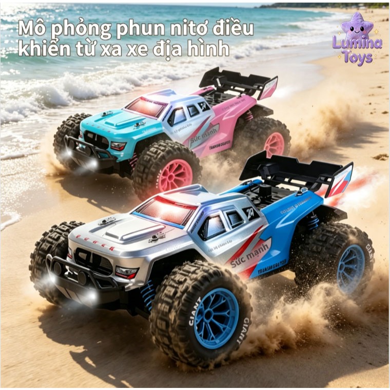 💨Xe Địa Hình RC 2 Tốc Độ Đua, Phun Sương Hiệu Ứng, Chơi Nhiều Người, Leo Dốc Tốt, Kích Thước 31cm, Sạc USB