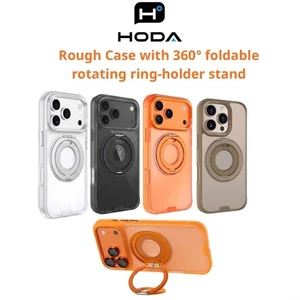 Ốp Lưng Nhám Hoda Rough Case 360° Ring-Holder Cho IP 16/17 Series - Chống Sốc SGS, Sạc Từ Tính, Có Kệ Đỡ