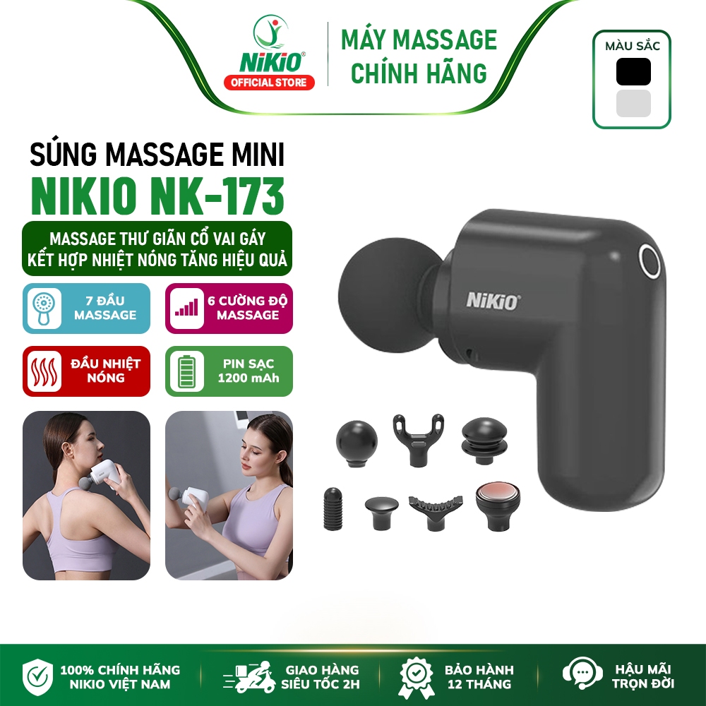 Máy Massage Cầm Tay Mini Nikio NK-173 - Có Đầu Nóng, Hỗ Trợ Mát Xa Chuyên Sâu, Giảm Đau Cơ