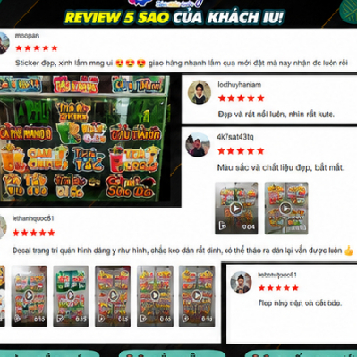 Decal Trang Trí Quán Cafe Hình Ly Trà Sữa và Trà Trái Cây 🌈 Miễn Phí Vận Chuyển Decal Dán Tường Đẹp mắt