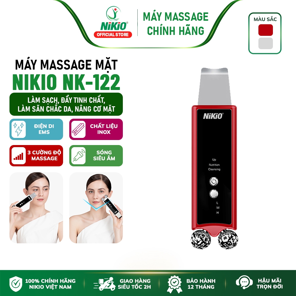 Máy cà da chết, máy sủi da Nikio NK-122 - Chính hãng có bảo hành, Rung siêu âm, Công nghệ EMS