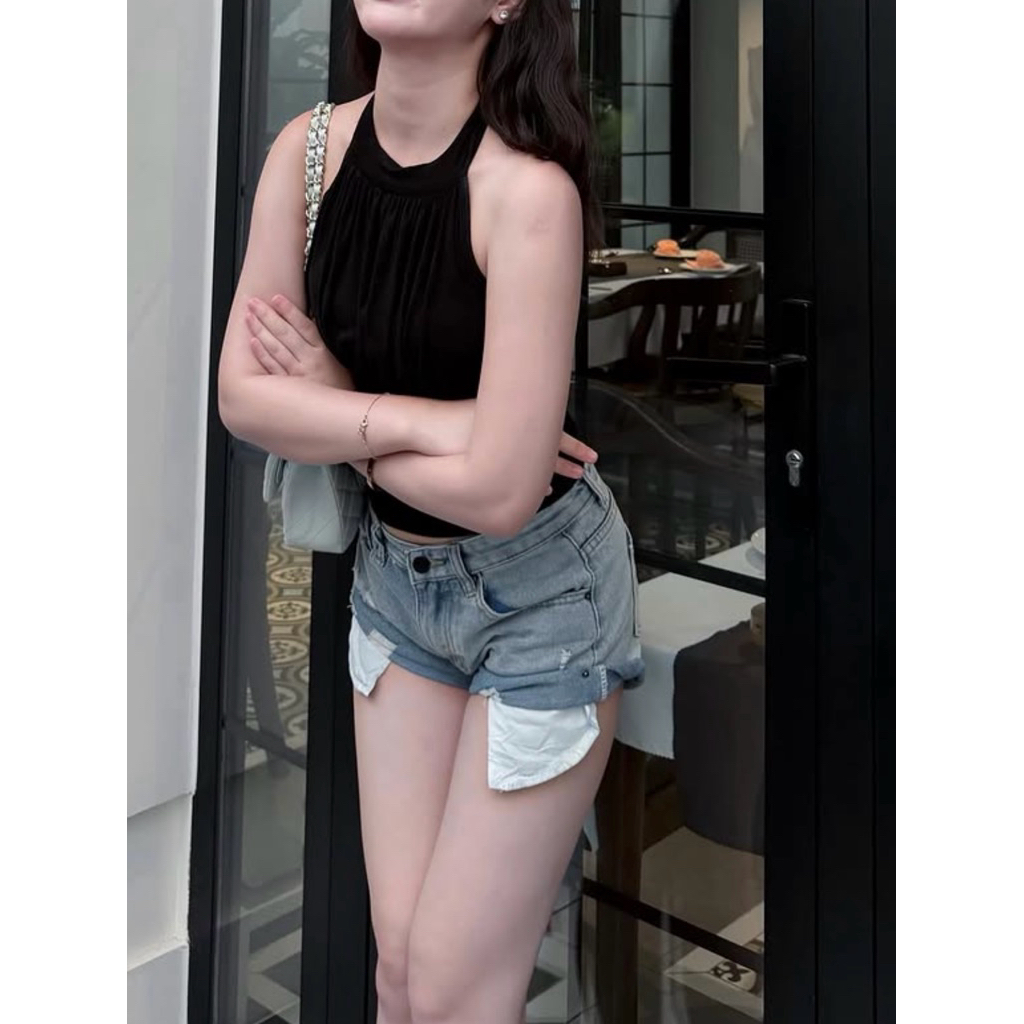 Quần Short Jeans Nữ Quần Bò Nữ Lưng Cao Túi Dài Đủ Màu Chất Vãi Dày Dặn