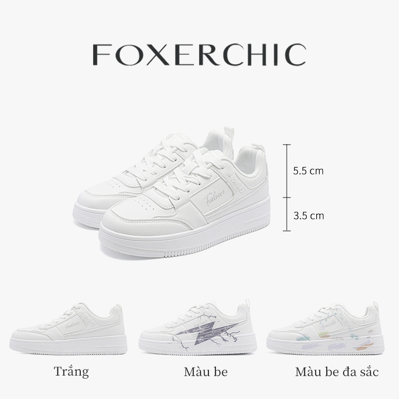 FOXERCHIC Sepatu Wanita 3.5cm Platform Giày Bệt Màu Trắng Tăng Chiều Cao Bên Trong Đơn Giản An Ủi