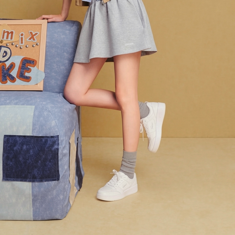 FOXERCHIC Sepatu Wanita 3.5cm Platform Giày Bệt Màu Trắng Tăng Chiều Cao Bên Trong Đơn Giản An Ủi