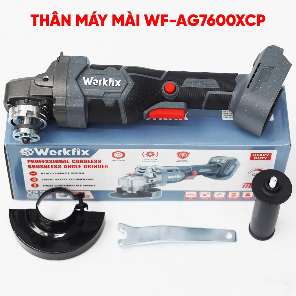 Thân máy cắt mài WORKFIX WF-AG7600XCP, Tốc độ 7600v/p - 15cell - Khởi động mềm - Chống khởi động lại