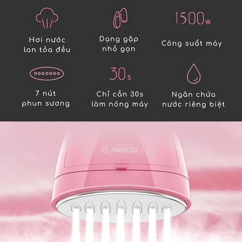 Bàn Là Hơi Nước Cầm Tay Gấp Gọn Công Suất 1500W Ủi Phẳng Mọi Loại Vải, Tiện Lợi Mang Đi Du Lịch Công Tác