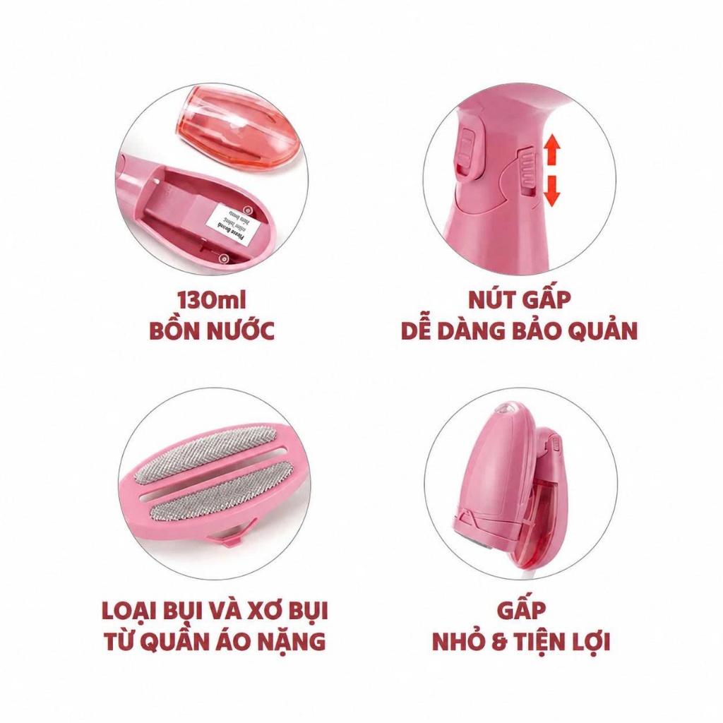 Bàn Là Hơi Nước Cầm Tay Gấp Gọn Công Suất 1500W Ủi Phẳng Mọi Loại Vải, Tiện Lợi Mang Đi Du Lịch Công Tác