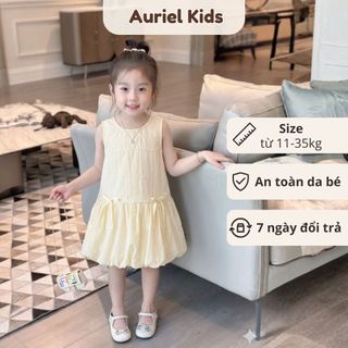 Váy Bé Gái, Váy Bí Bé Gái Thiết Kế Tiểu Thư Phối Nơ Xinh Mặc Hàng Ngày Chất Liệu Cotton Mềm Mại
