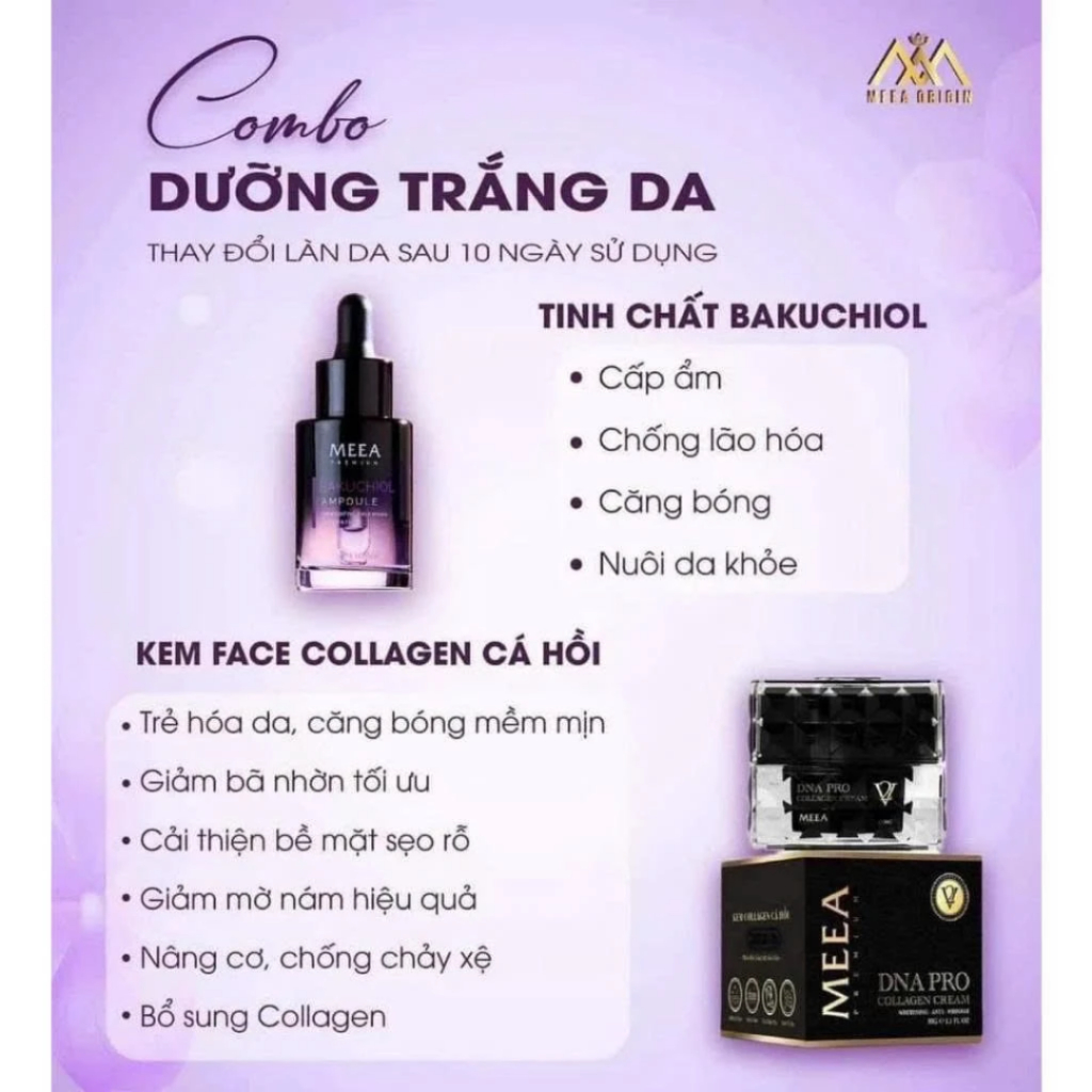 Combo Kem Face Collagen Cá Hồi MEEA V2 Tinh Chất Bakuchiol Tái Tạo Da 30g