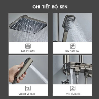 Sen cây tắm đứng thông minh cao cấp JCTOP, Hiển thị nhiệt độ LED, Phím bấm tiện dụng, 4 chức năng