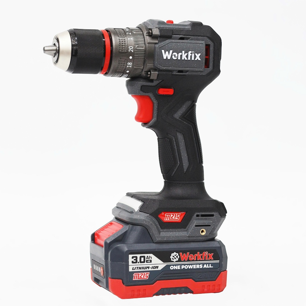 Máy khoan pin WORKFIX 21V WF-ID1365F, Lực siết 65Nm, 3 chức năng - động cơ KHÔNG CHỔI THAN