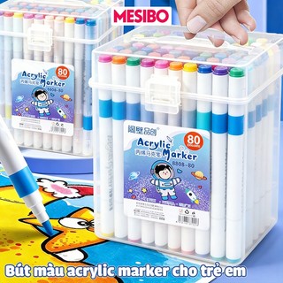 Màu Acrylic Marker Combo Màu Pastel Tươi Sáng, Ngòi Vẽ Đều Mực, Dùng Cho Bé Học Sinh Vẽ Trên Gỗ, Đá, Vải