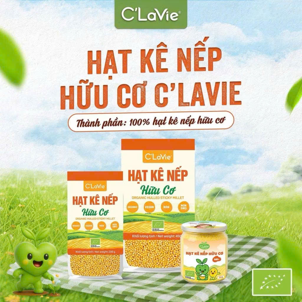 Hạt Kê Nếp Hữu Cơ C'Lavie Đã Tách Vỏ Cho Bé Ăn Dặm. Nấu Cháo, Làm Sữa Hạt,...