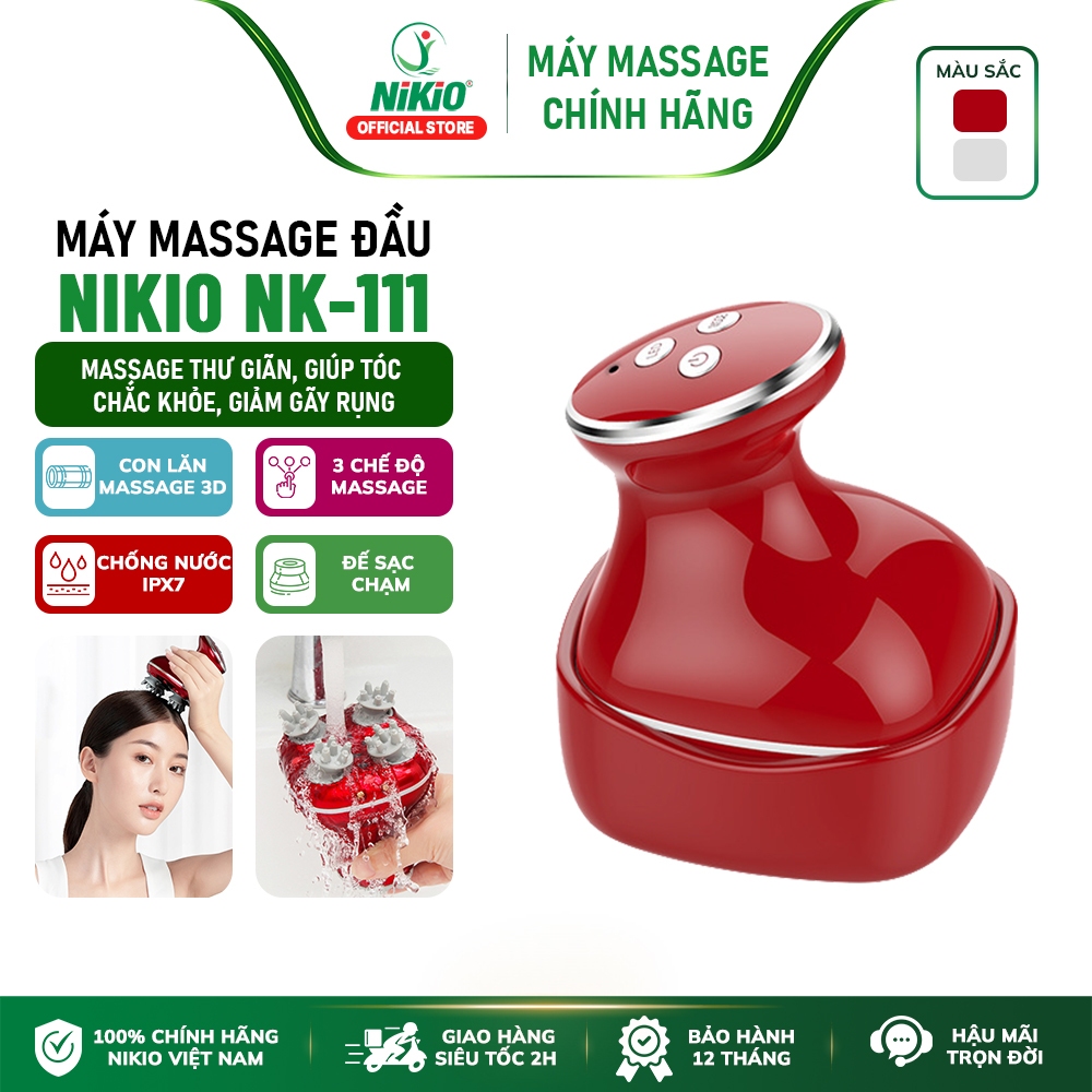 Máy massage đầu, gội đầu cầm tay hồng ngoại rung và xoa bóp Nikio NK-111 - Giảm đau nhức đầu