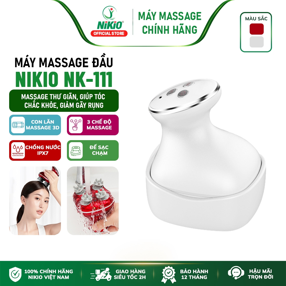 Máy massage đầu, gội đầu cầm tay hồng ngoại rung và xoa bóp Nikio NK-111 - Giảm đau nhức đầu