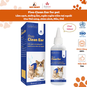 Dung dịch nhỏ tai chó mèo Five-Clean Ear for Pet ngăn ngừa viêm tai, làm sạch, dưỡng ẩm Five-Clean Ear for Pet (100ml)