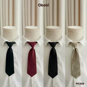 Cà Vạt Thanh Lịch Trơn Obebi Kẻ Có Dây Chung Điều Chỉnh Cho Bé PK309