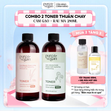 Combo Nước Cân Bằng Toner Thuần Chay Pure Vegan Giúp Cấp Ẩm Làm Mềm Da Cân Bằng Độ pH (290ml)