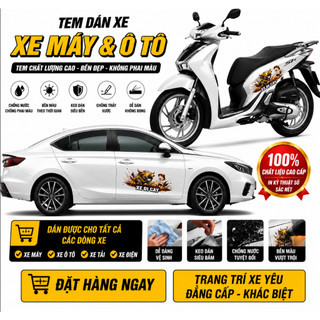 Tem Dán Xe Nổi 3D Đi Cày Trâu Vàng Siêu Ngầu - tem chống nước chống  xước trang trí 2 bên xe