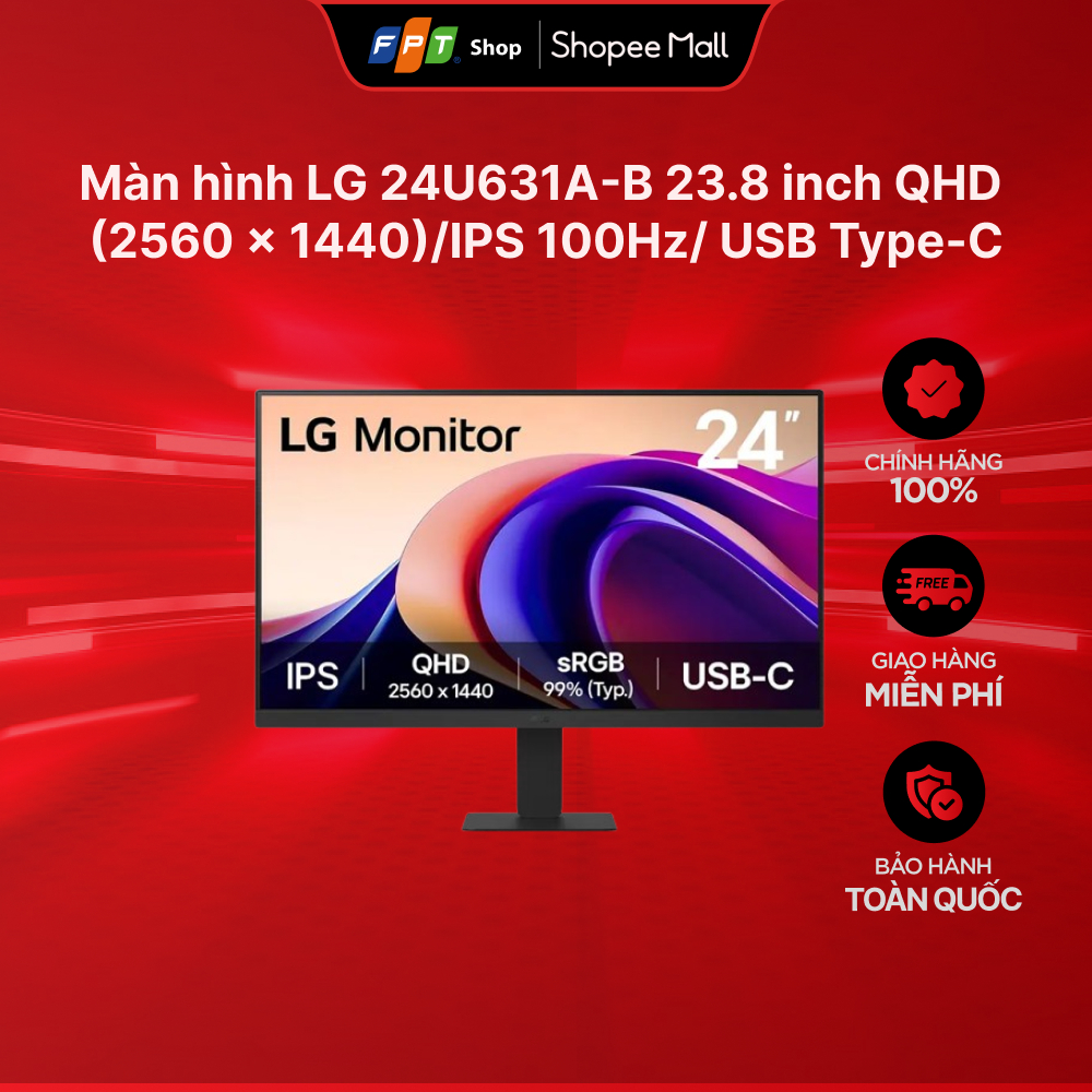 Màn hình LG 24U631A-B 23.8 inch QHD (2560 x 1440)/IPS 100Hz/ USB Type-C | BigBuy360 - bigbuy360.vn