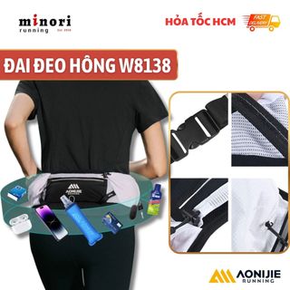 Đai chạy bộ túi đeo hong chính hãng Aonijie W8138 tặng kèm bình nước mềm 500ml dòng cao cấp
