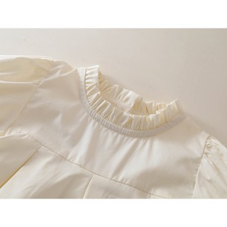 Váy Cho Bé Gái, Váy Tiểu Thư Cho Bé Gái Thiết Kế Cổ Bèo Tay Phồng Phối Bèo Chất Liệu Cotton Mềm Mại