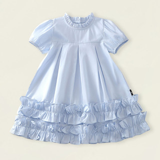 Váy Cho Bé Gái, Váy Tiểu Thư Cho Bé Gái Thiết Kế Cổ Bèo Tay Phồng Phối Bèo Chất Liệu Cotton Mềm Mại