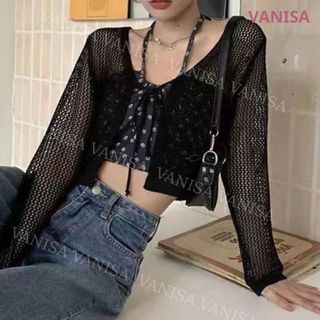 Cardigan lưới nữ cột dây phong cách hàn quốc áo khoác mỏng mùa hè hot trend VANISA LQC22