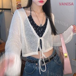 Cardigan lưới nữ cột dây phong cách hàn quốc áo khoác mỏng mùa hè hot trend VANISA LQC22