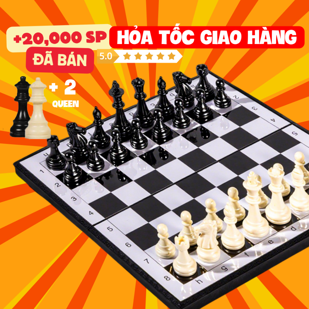 Bộ Cờ Vua Nam Châm Quốc Tế, Bàn Cờ Vua Kiêm Hộp Đựng Sato Cao Cấp, Tặng Thêm 2 Quân Hậu Cờ Vua