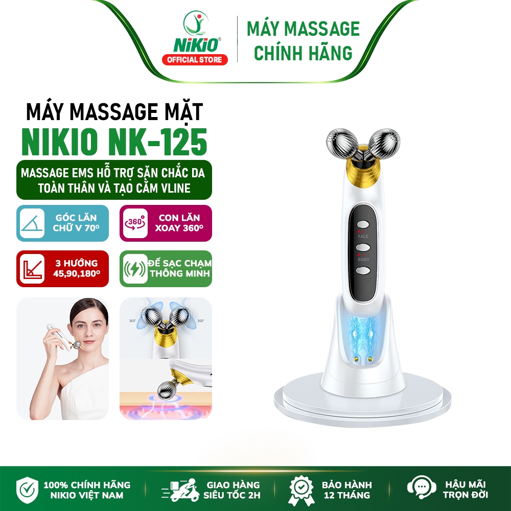 Máy massage nâng cơ mặt Nikio NK-125 - Cải thiện làn da, xóa nếp nhăn, công nghệ EMS mát xa hiệu quả