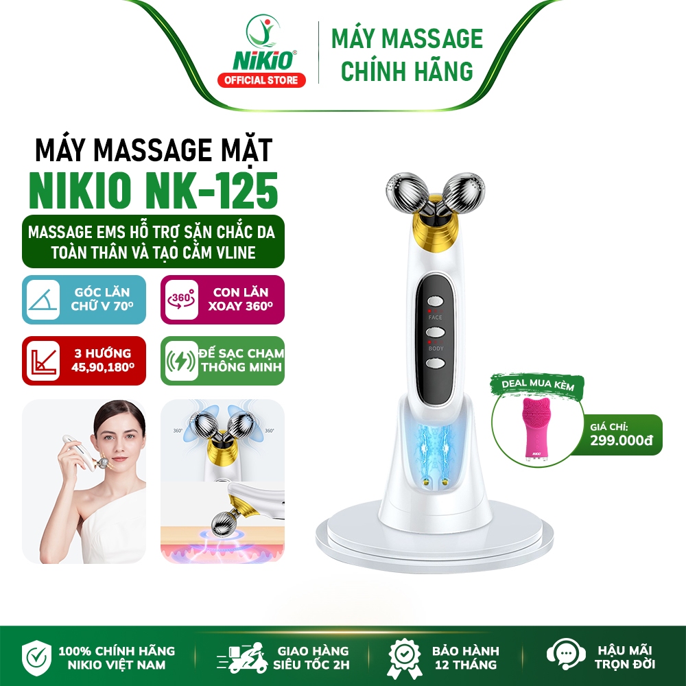 Máy massage nâng cơ mặt Nikio NK-125 - Cải thiện làn da, xóa nếp nhăn, công nghệ EMS mát xa hiệu quả