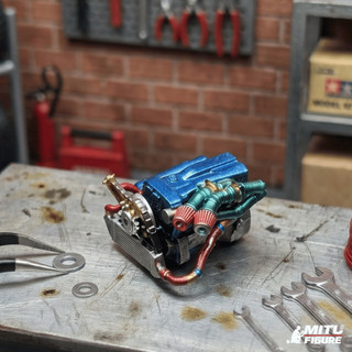 Phụ Kiện Cục Máy GT-R34, Động cơ  siêu xe I6 turbo - mini GT, hotwheels 1:64 MITU Figure 1/64 , phụ kiện mô hình,Sa bàn