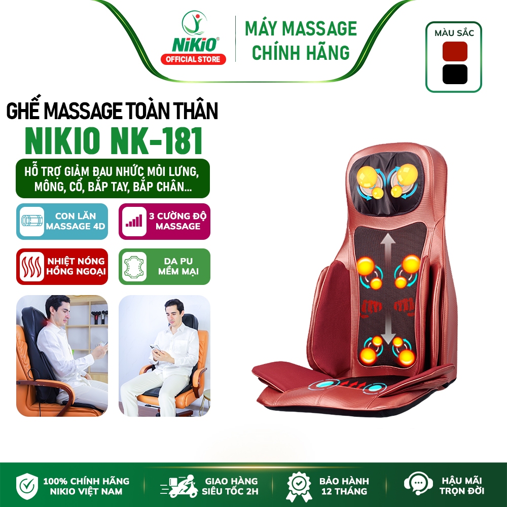 Đệm Ghế Massage Toàn Thân Đa Năng Nikio NK-181 - Mát Xa Lưng 3D Kết Hợp Tính Năng Nhiệt Hồng Ngoại