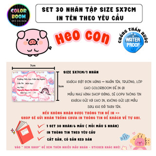Nhãn Vở/Sách In Tên Theo Yêu Cầu - Mẫu Heo Con  In Theo Yêu Cầu - Chống thấm nước - ColorBoom