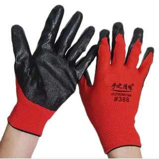 Găng tay lao động 388 Phủ màu Sơn Xanh, Đỏ đen dày dặn - Bao Tay Bảo Hộ chống mài mòn chống trượt hiệu quả