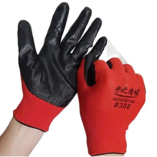 Găng tay lao động 388 Phủ màu Sơn Xanh, Đỏ đen dày dặn - Bao Tay Bảo Hộ chống mài mòn chống trượt hiệu quả