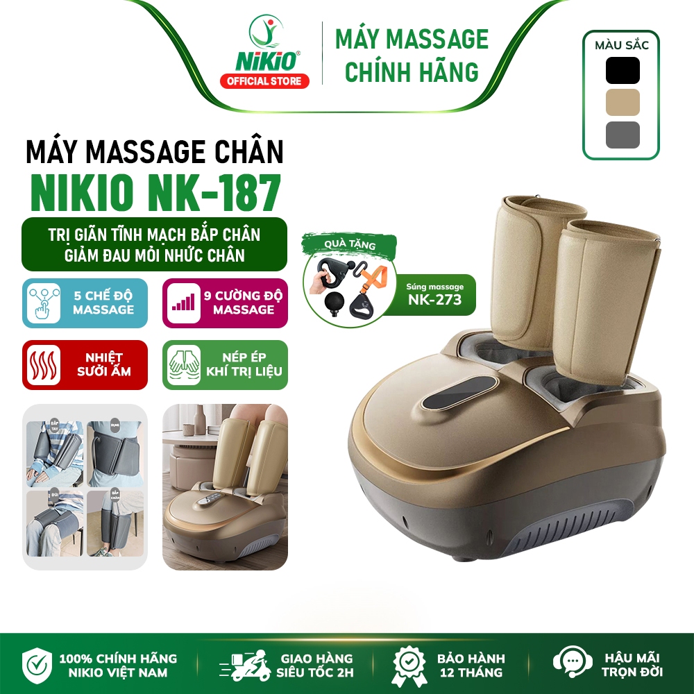 Máy massage bấm huyệt chân và bắp chân áp suất khí Nikio NK-187 - 2in1