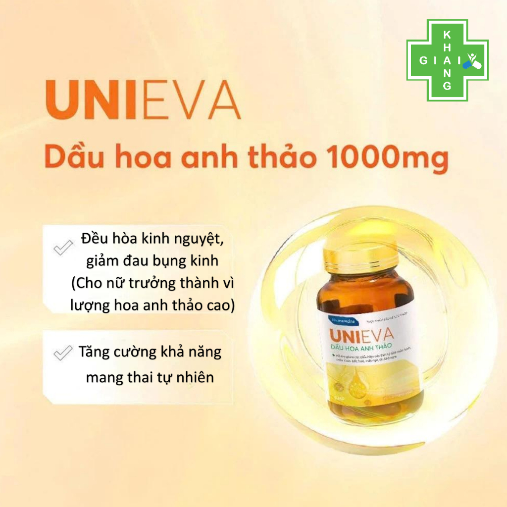 Viên uống tinh dầu Hoa Anh Thảo Unieva giúp bổ sung nội tiết tố nữ, bí quyết để chị em luôn khỏe đẹp (Hộp 60 viên)