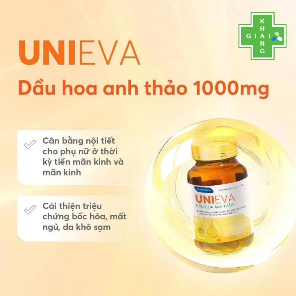Viên uống tinh dầu Hoa Anh Thảo Unieva giúp bổ sung nội tiết tố nữ, bí quyết để chị em luôn khỏe đẹp (Hộp 60 viên)