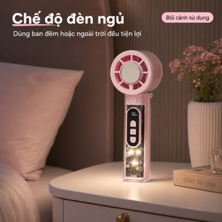 （Hot Sale）Quạt Cầm Tay Mini QCOOKO – Tích Điện 3000mAh, Làm Mát Nhanh, Có LED & Dây Đeo Cổ