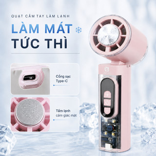 （Hot Sale）Quạt Cầm Tay Mini QCOOKO – Tích Điện 3000mAh, Làm Mát Nhanh, Có LED & Dây Đeo Cổ